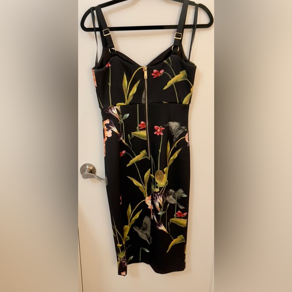 NWOT, Ted Baker London, black/floral cocktail dress, size 2 - Picture 5 of 7